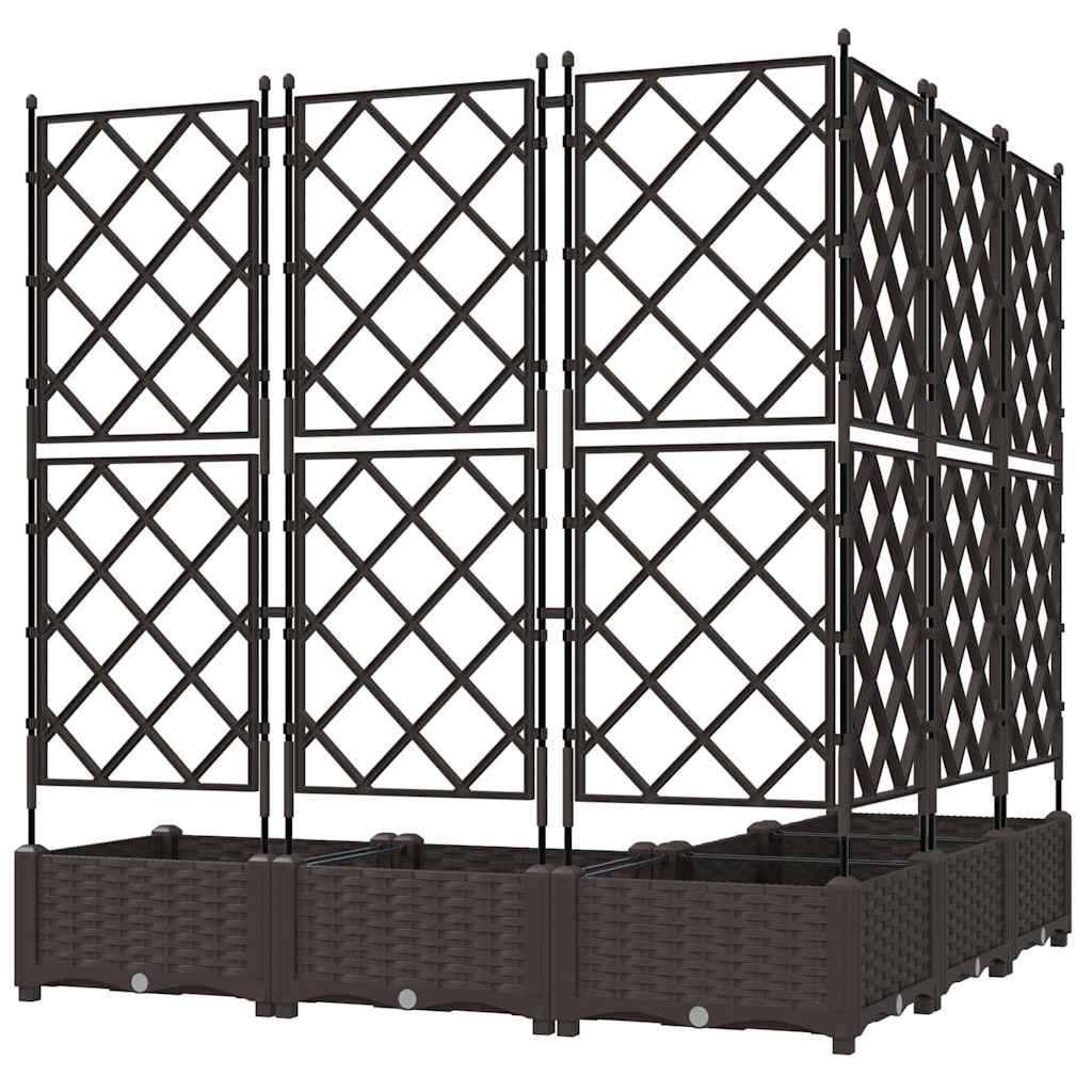 Hagepotte med klatrestativ 5 pcs Brun 120 x 120 x 125.5 cm PP