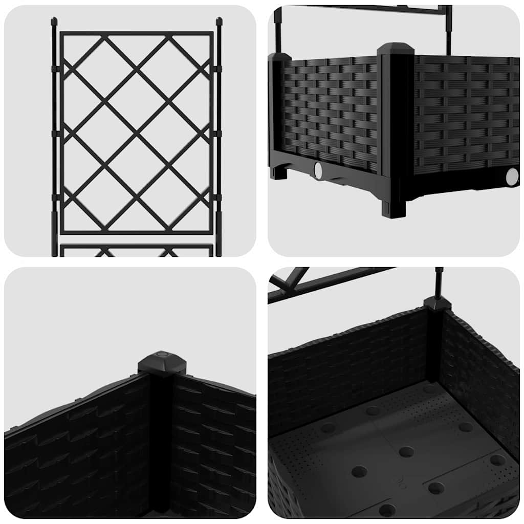 Hagepotte med klatrestativ Svart 40 x 40 x 125.5 cm PP