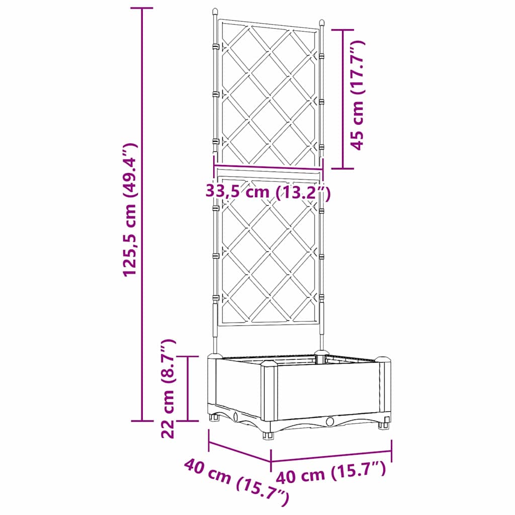 Hagepotte med klatrestativ Svart 40 x 40 x 125.5 cm PP