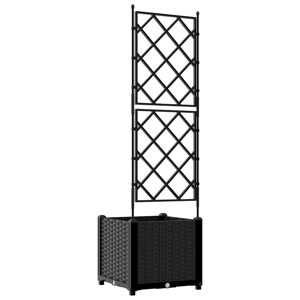Hagepotte med klatrestativ Svart 40 x 40 x 143 cm PP