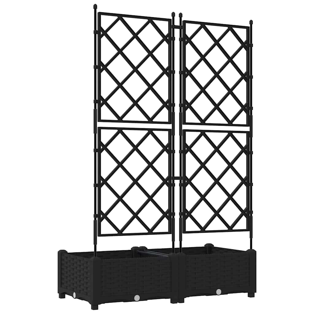 Hagepotte med klatrestativ 2 pcs Svart 80 x 40 x 125.5 cm PP