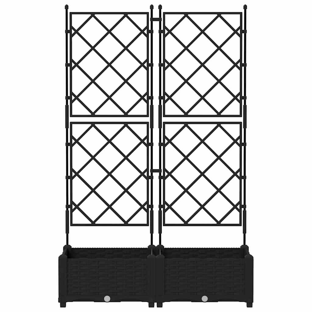 Hagepotte med klatrestativ 2 pcs Svart 80 x 40 x 125.5 cm PP