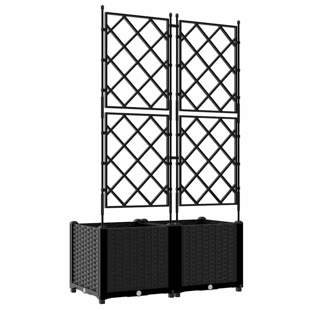 Hagepotte med klatrestativ 2 pcs Svart 80 x 40 x 143 cm PP