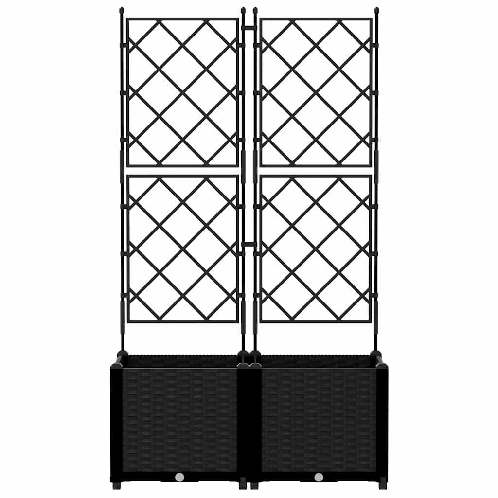 Hagepotte med klatrestativ 2 pcs Svart 80 x 40 x 143 cm PP