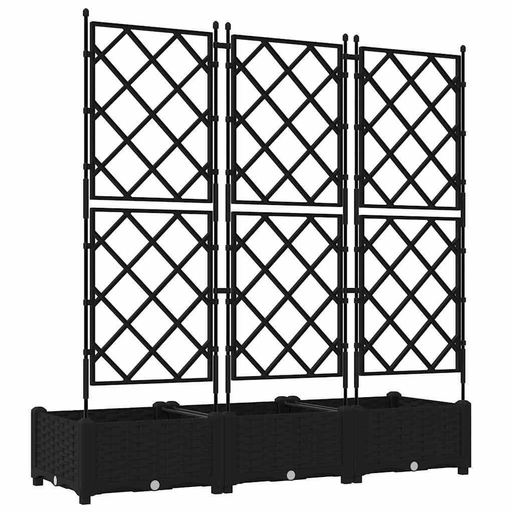 Hagepotte med klatrestativ 3 pcs Svart 120 x 40 x 125.5 cm PP