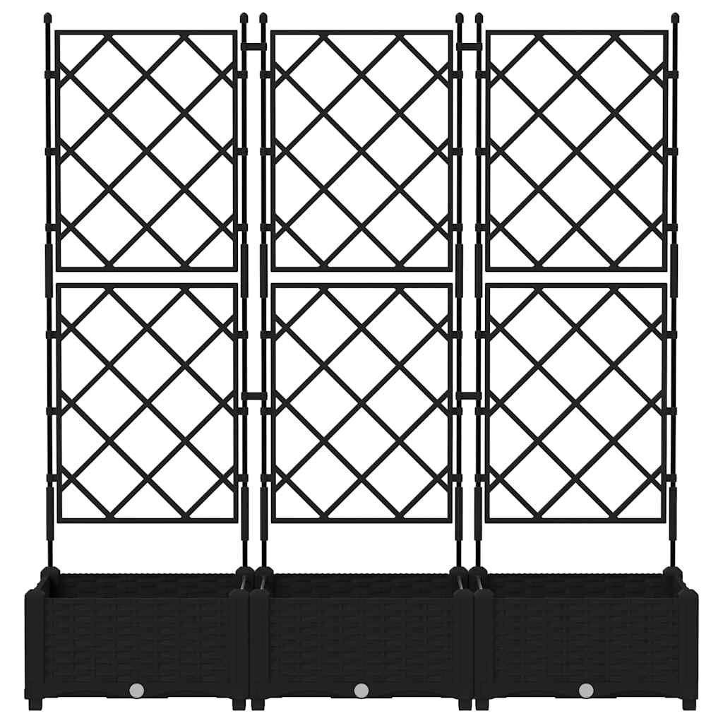 Hagepotte med klatrestativ 3 pcs Svart 120 x 40 x 125.5 cm PP
