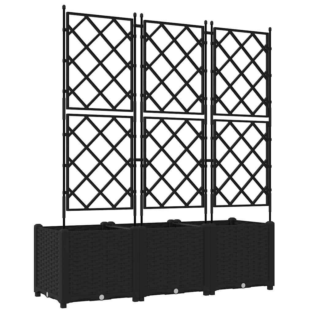 Hagepotte med klatrestativ 3 pcs Svart 120 x 40 x 143 cm PP