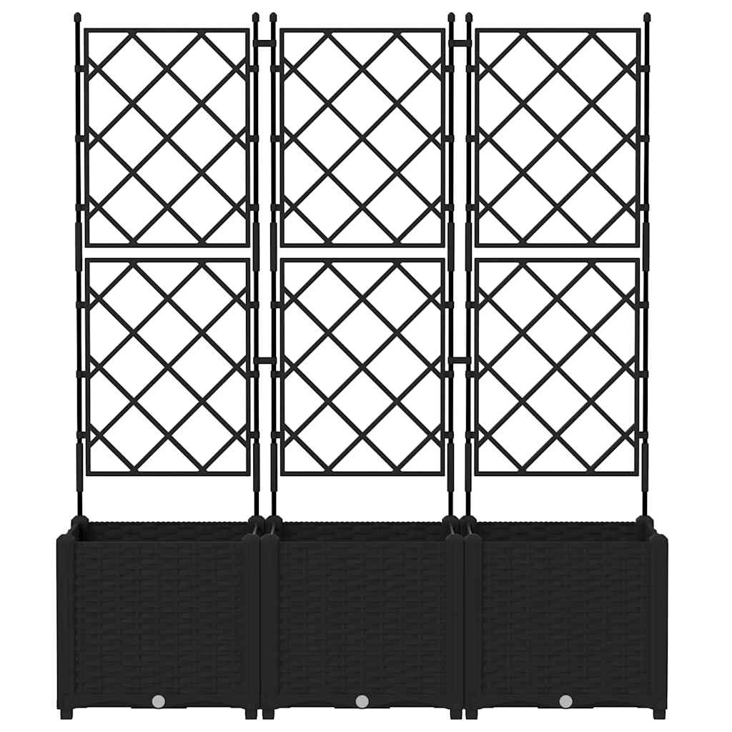 Hagepotte med klatrestativ 3 pcs Svart 120 x 40 x 143 cm PP