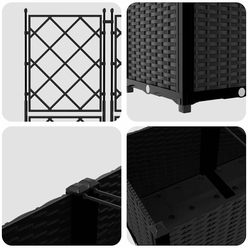 Hagepotte med klatrestativ 3 pcs Svart 80 x 80 x 143 cm PP