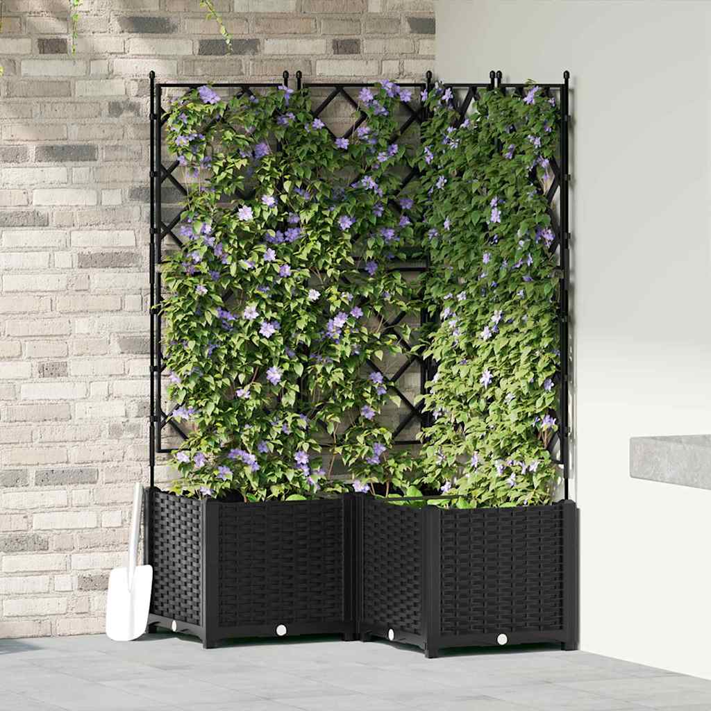 Hagepotte med klatrestativ 3 pcs Svart 80 x 80 x 143 cm PP