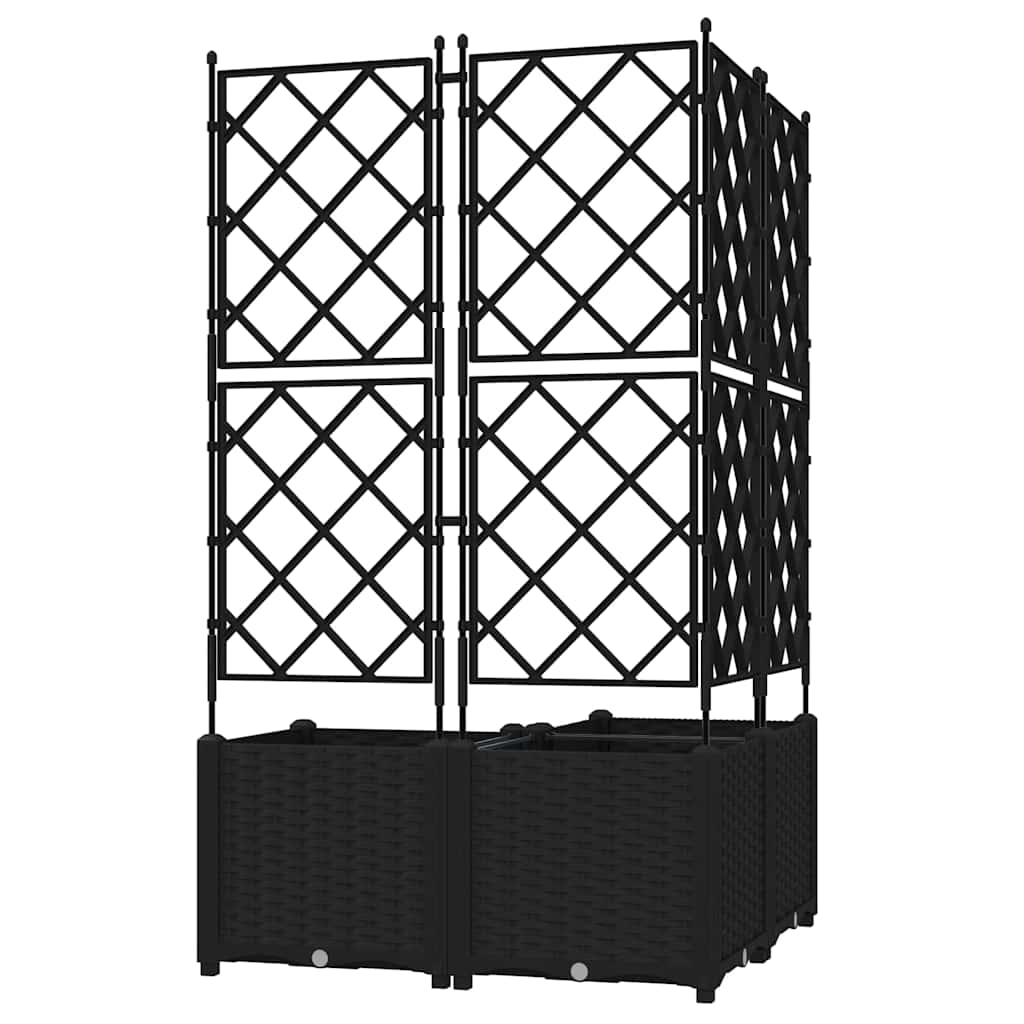 Hagepotte med klatrestativ 3 pcs Svart 80 x 80 x 143 cm PP