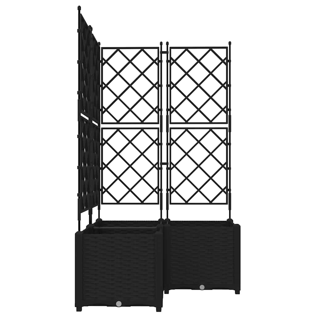 Hagepotte med klatrestativ 3 pcs Svart 80 x 80 x 143 cm PP
