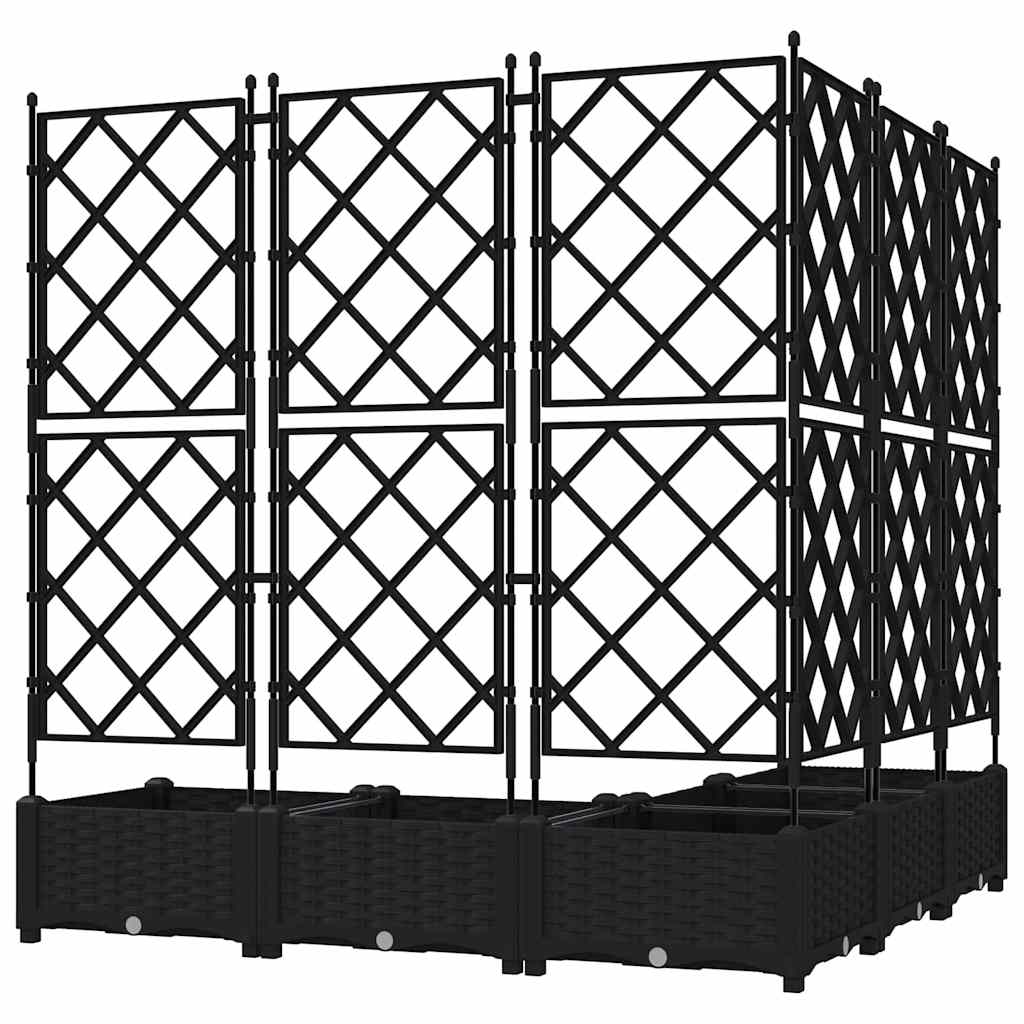 Hagepotte med klatrestativ 5 pcs Svart 120 x 120 x 125.5 cm PP