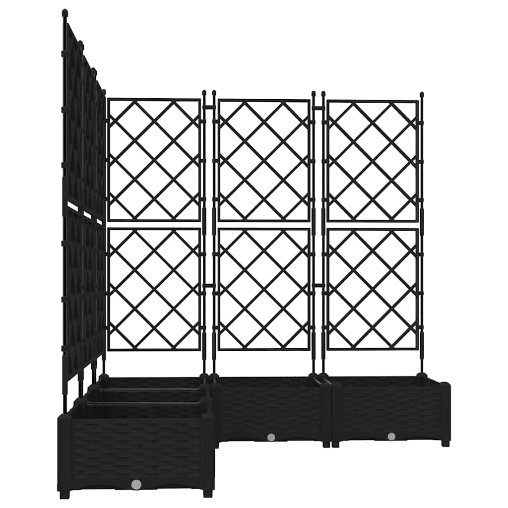 Hagepotte med klatrestativ 5 pcs Svart 120 x 120 x 125.5 cm PP