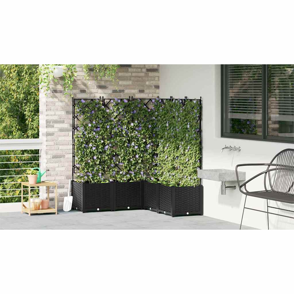 Hagepotte med klatrestativ 5 pcs Svart 120 x 120 x 143 cm PP