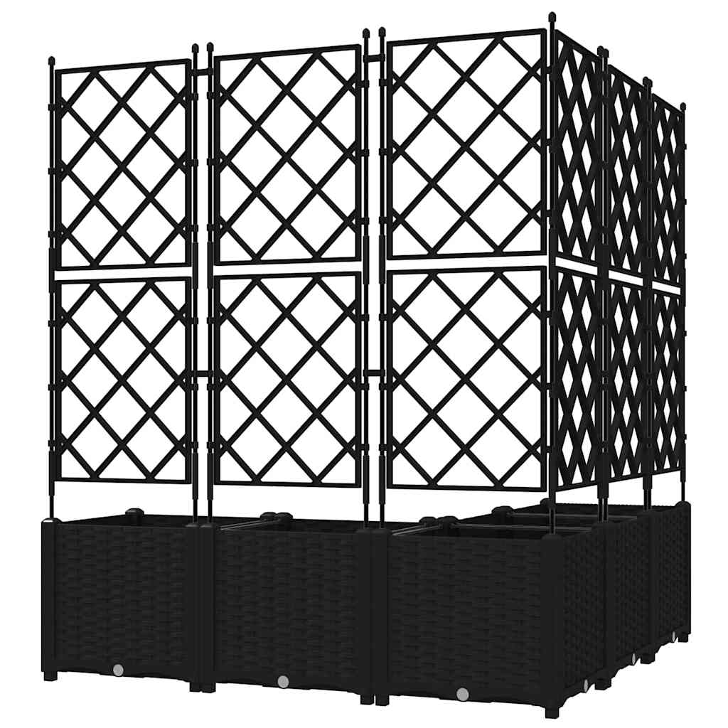 Hagepotte med klatrestativ 5 pcs Svart 120 x 120 x 143 cm PP