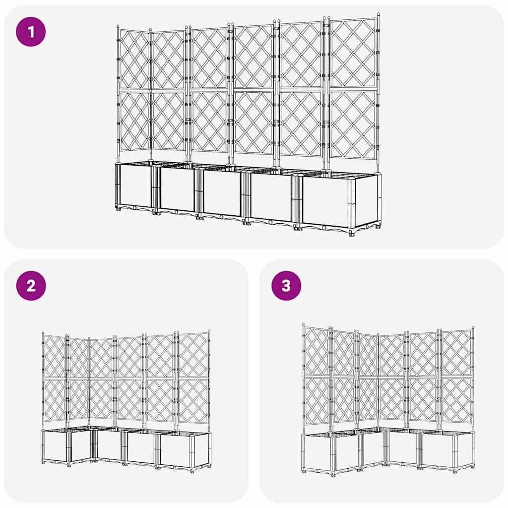 Hagepotte med klatrestativ 5 pcs Svart 120 x 120 x 143 cm PP