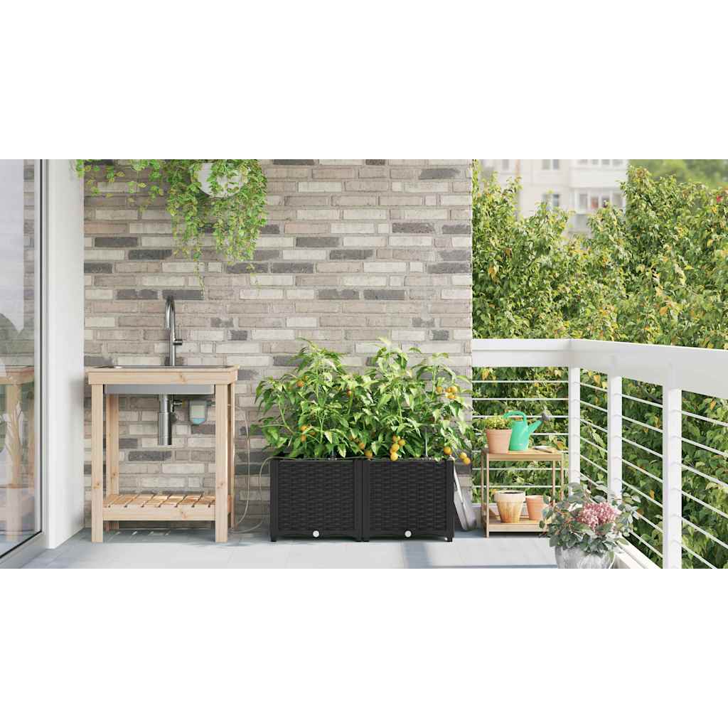 Hagepotter Svart 80 x 40 x 37.5 cm Stål