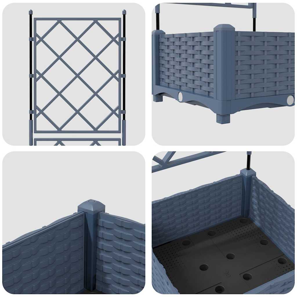 Hagepotte med Trellis Grå 40x40x125.5 cm