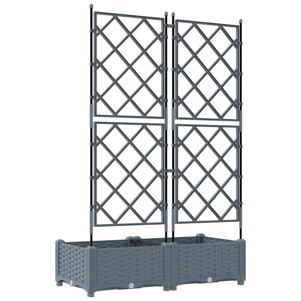Hagepotte med klatrestativ 2 pcs Lysegrå 80 x 40 x 125.5 cm PP