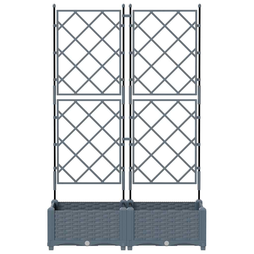 Hagepotte med klatrestativ 2 pcs Lysegrå 80 x 40 x 125.5 cm PP