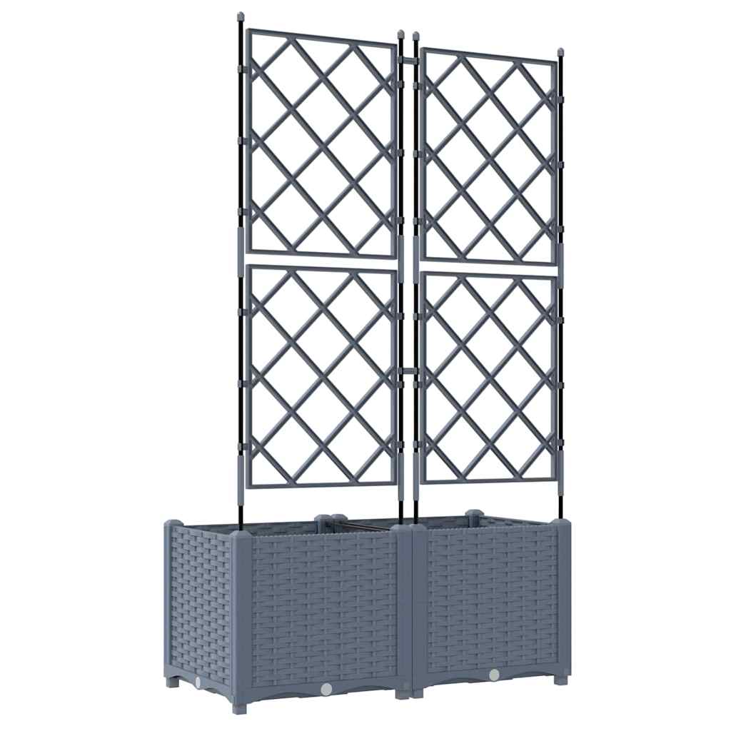 Hagepotte med klatrestativ 2 pcs Lysegrå 80 x 40 x 143 cm PP