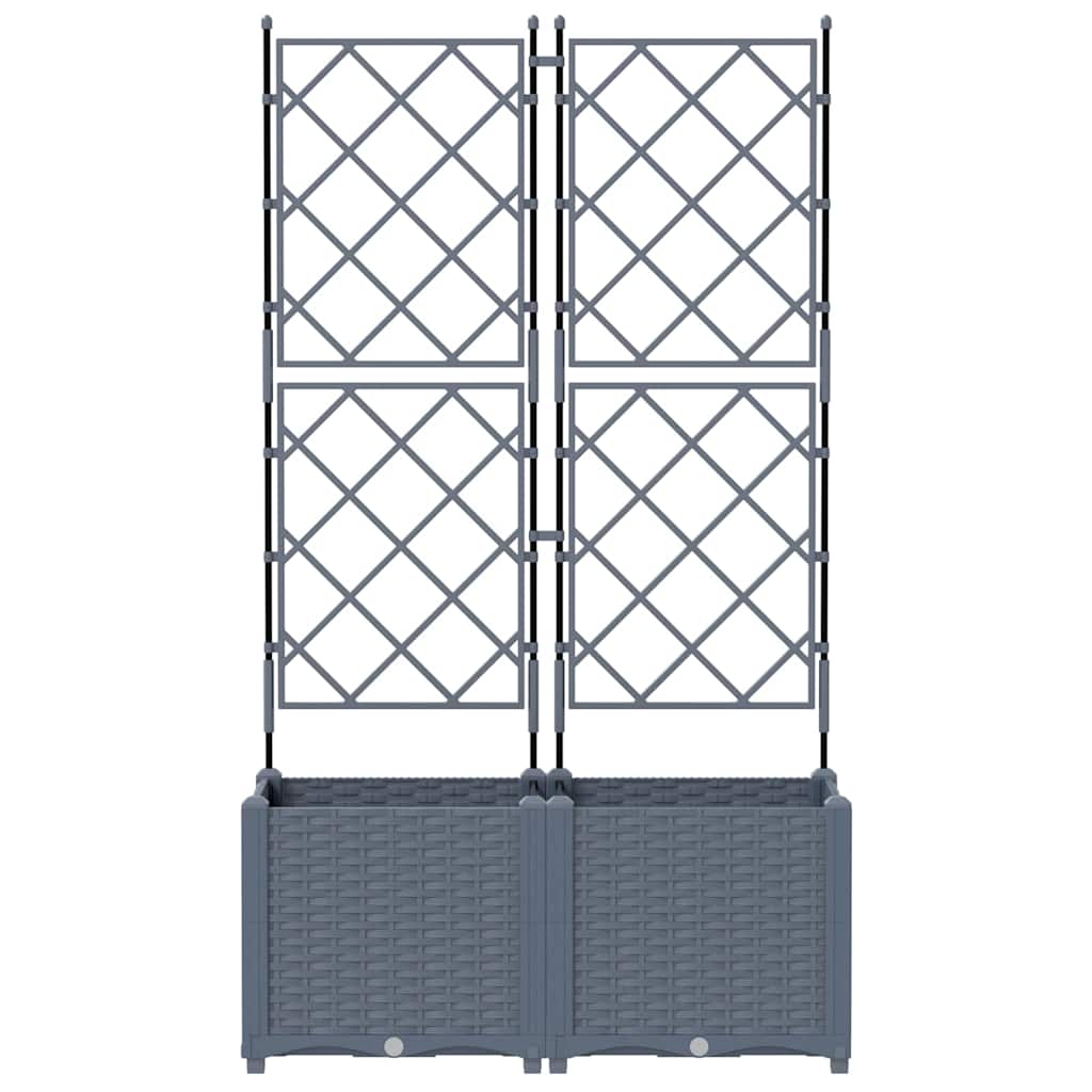 Hagepotte med klatrestativ 2 pcs Lysegrå 80 x 40 x 143 cm PP