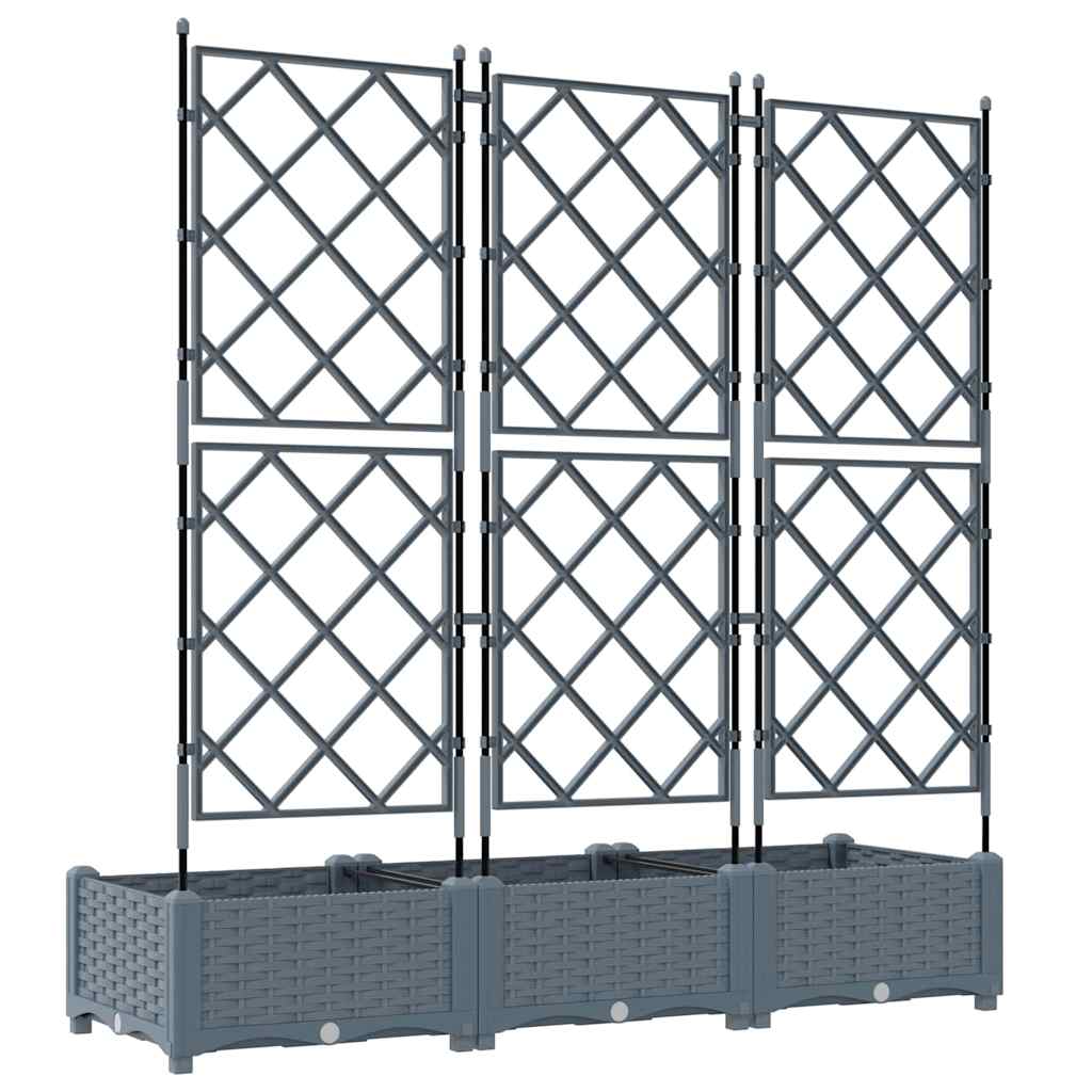 Hagepotte med klatrestativ 3 pcs Lysegrå 120 x 40 x 125.5 cm PP