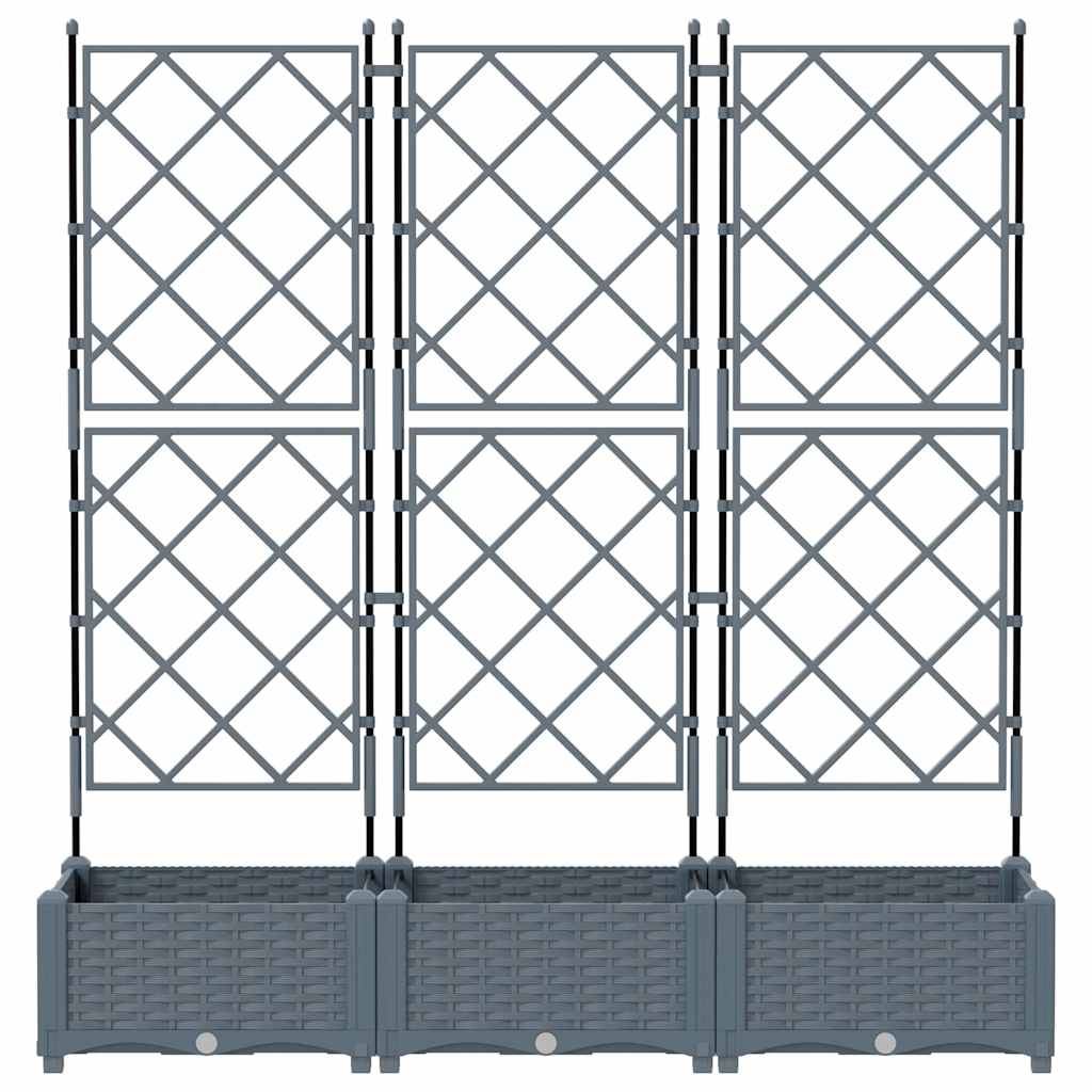 Hagepotte med klatrestativ 3 pcs Lysegrå 120 x 40 x 125.5 cm PP