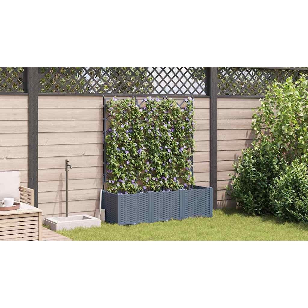 Hagepotte med klatrestativ 3 pcs Lysegrå 120 x 40 x 143 cm PP