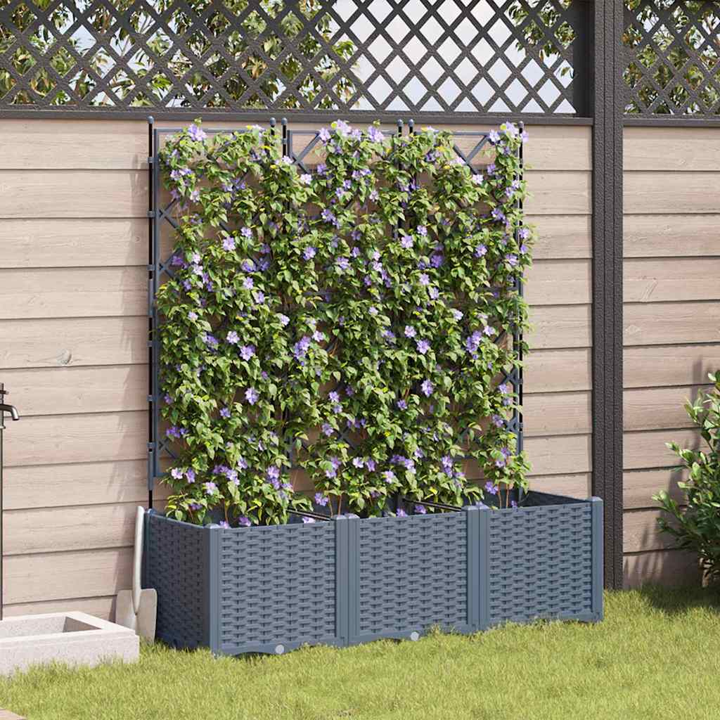 Hagepotte med klatrestativ 3 pcs Lysegrå 120 x 40 x 143 cm PP