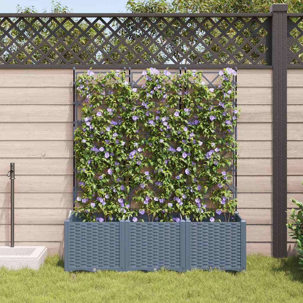 Hagepotte med klatrestativ 3 pcs Lysegrå 120 x 40 x 143 cm PP