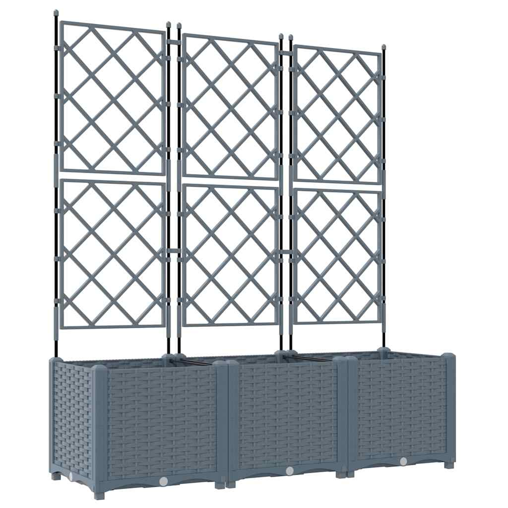 Hagepotte med klatrestativ 3 pcs Lysegrå 120 x 40 x 143 cm PP
