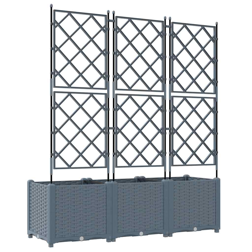 Hagepotte med klatrestativ 3 pcs Lysegrå 120 x 40 x 143 cm PP