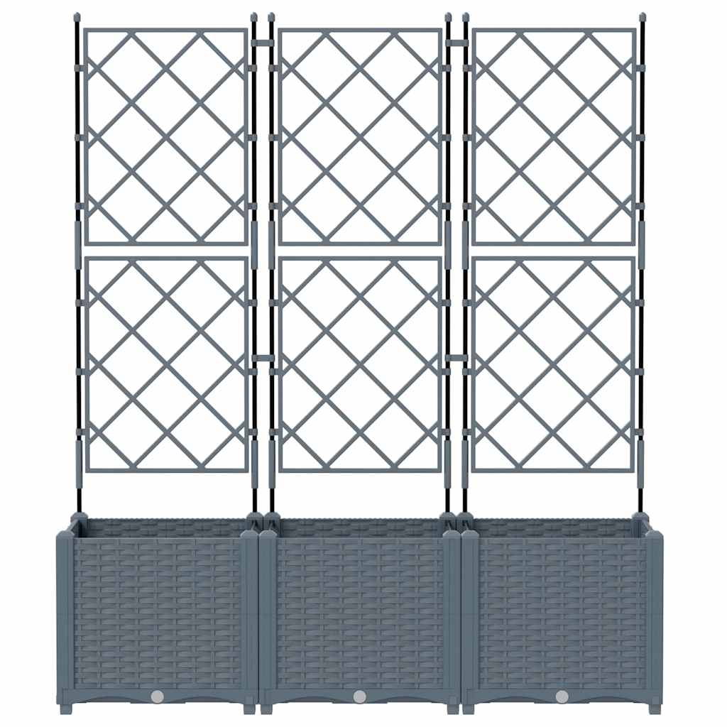 Hagepotte med klatrestativ 3 pcs Lysegrå 120 x 40 x 143 cm PP