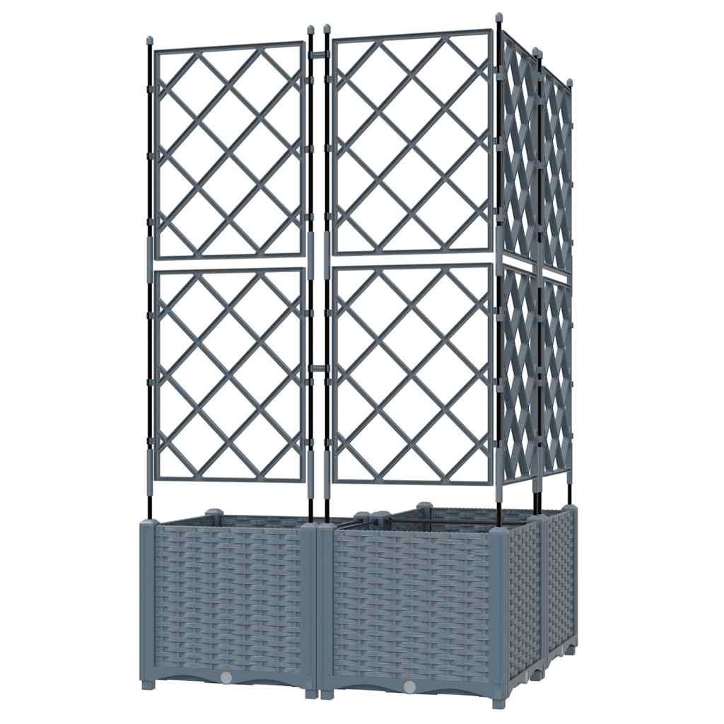 Hagepotte med klatrestativ 3 pcs Lysegrå 80 x 80 x 143 cm PP