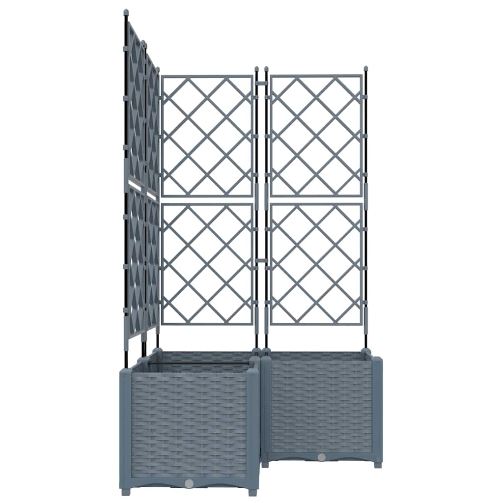 Hagepotte med klatrestativ 3 pcs Lysegrå 80 x 80 x 143 cm PP