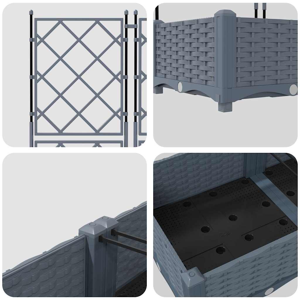 Hagepotte med klatrestativ 5 pcs Lysegrå 120 x 120 x 125.5 cm