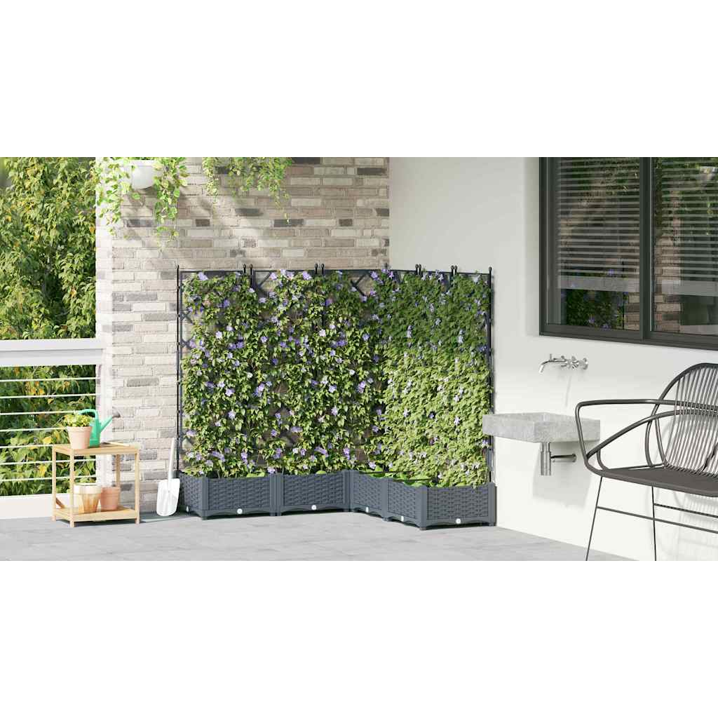 Hagepotte med klatrestativ 5 pcs Lysegrå 120 x 120 x 125.5 cm