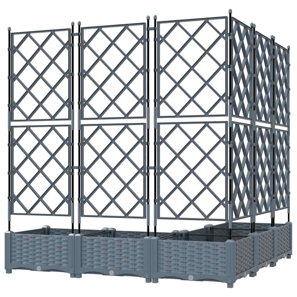 Hagepotte med klatrestativ 5 pcs Lysegrå 120 x 120 x 125.5 cm