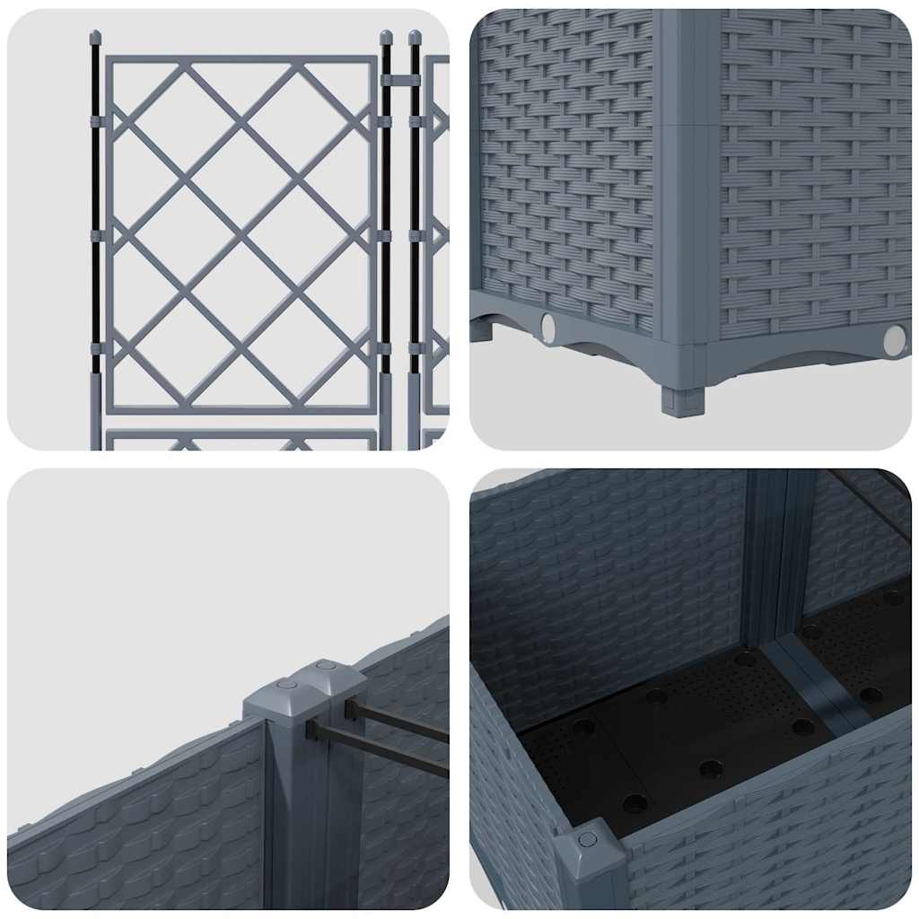 Hagepotte med klatrestativ 5 pcs Lysegrå 120 x 120 x 143 cm PP