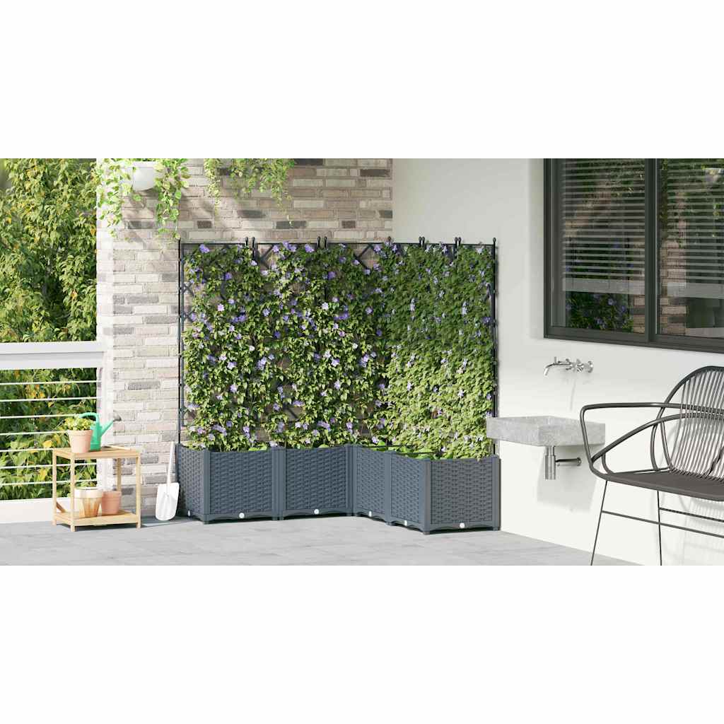 Hagepotte med klatrestativ 5 pcs Lysegrå 120 x 120 x 143 cm PP