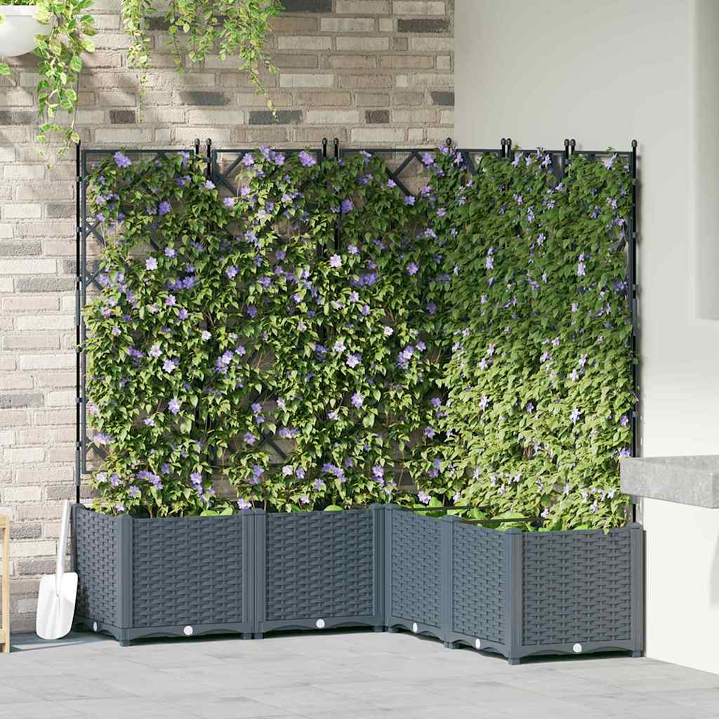 Hagepotte med klatrestativ 5 pcs Lysegrå 120 x 120 x 143 cm PP