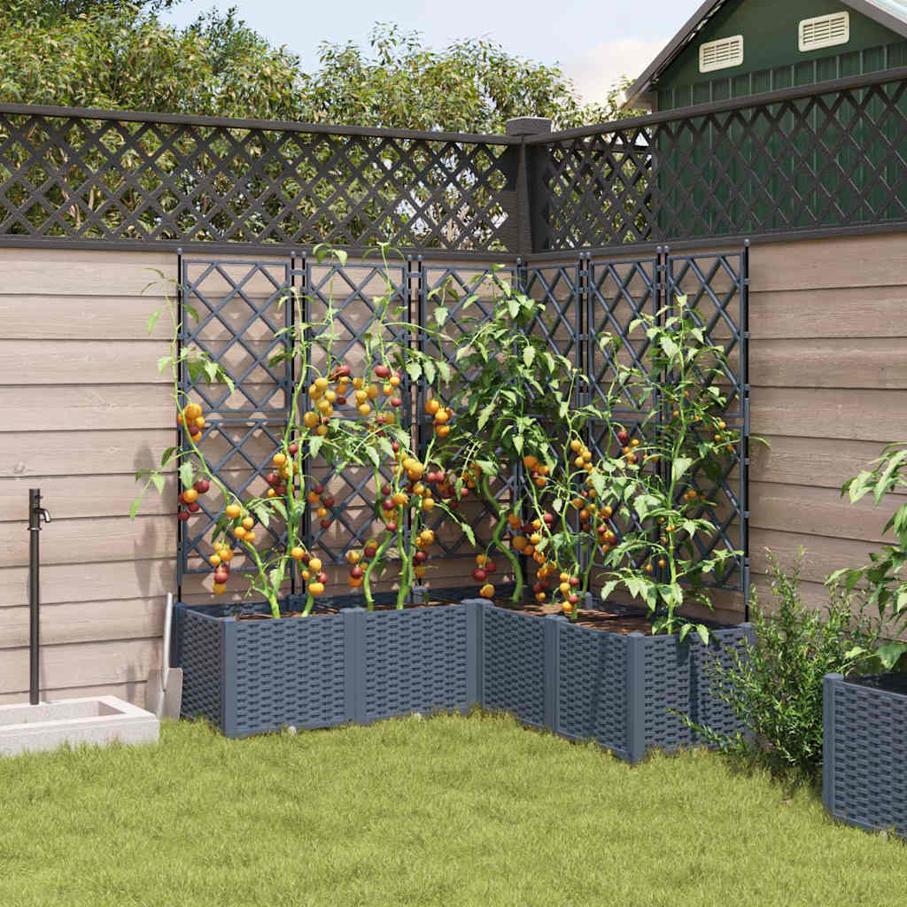 Hagepotte med klatrestativ 5 pcs Lysegrå 120 x 120 x 143 cm PP