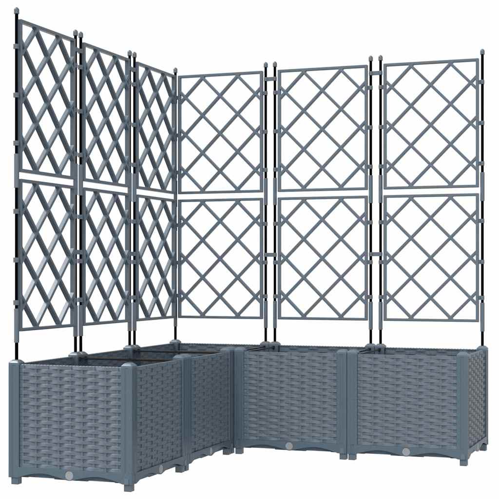 Hagepotte med klatrestativ 5 pcs Lysegrå 120 x 120 x 143 cm PP