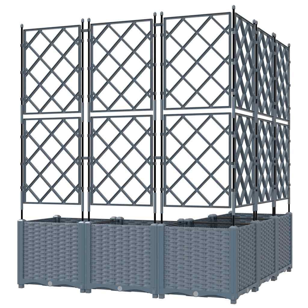Hagepotte med klatrestativ 5 pcs Lysegrå 120 x 120 x 143 cm PP