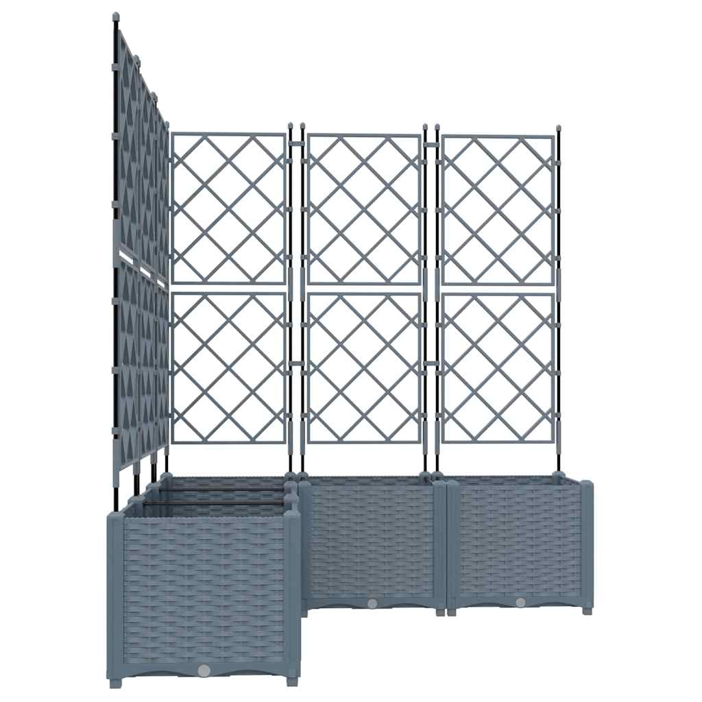Hagepotte med klatrestativ 5 pcs Lysegrå 120 x 120 x 143 cm PP