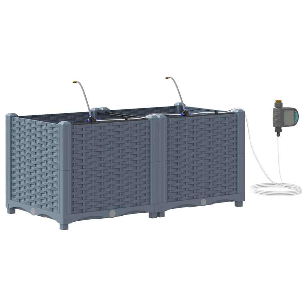 Hageplanter 1 stk Basketweave med lagring Lysegrå 80 x 40 x 37.5 cm Plast
