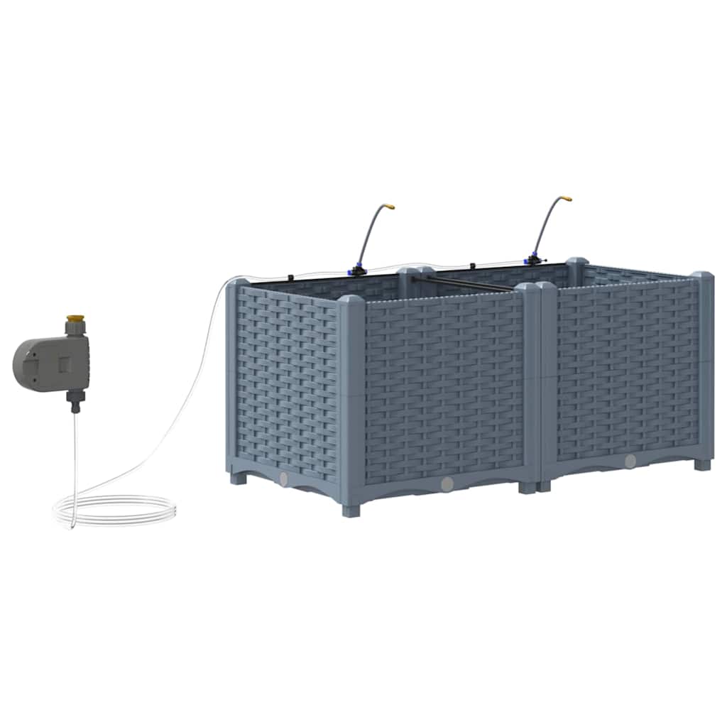 Hageplanter 1 stk Basketweave med lagring Lysegrå 80 x 40 x 37.5 cm Plast