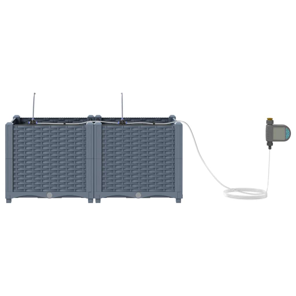 Hageplanter 1 stk Basketweave med lagring Lysegrå 80 x 40 x 37.5 cm Plast